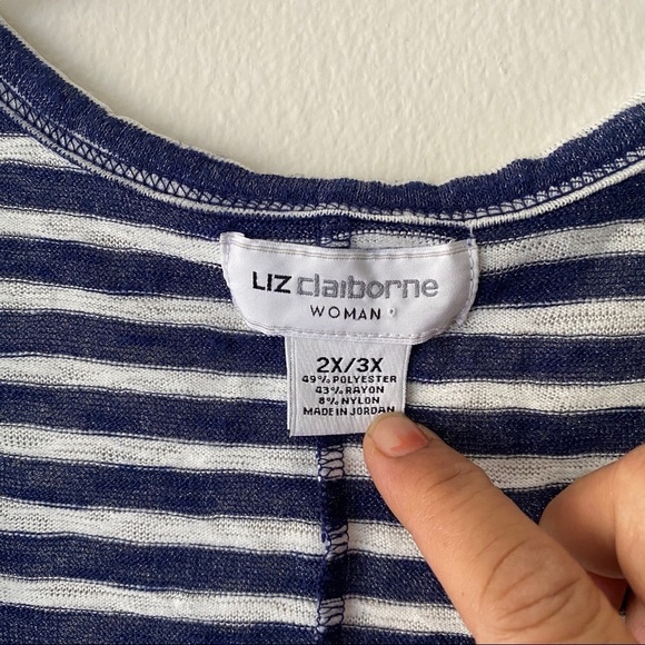 Liz Claiborne  Open Front BLUE/white  Cardigan Sweater/Poncho Size 2X/3X - Picture 2 of 8